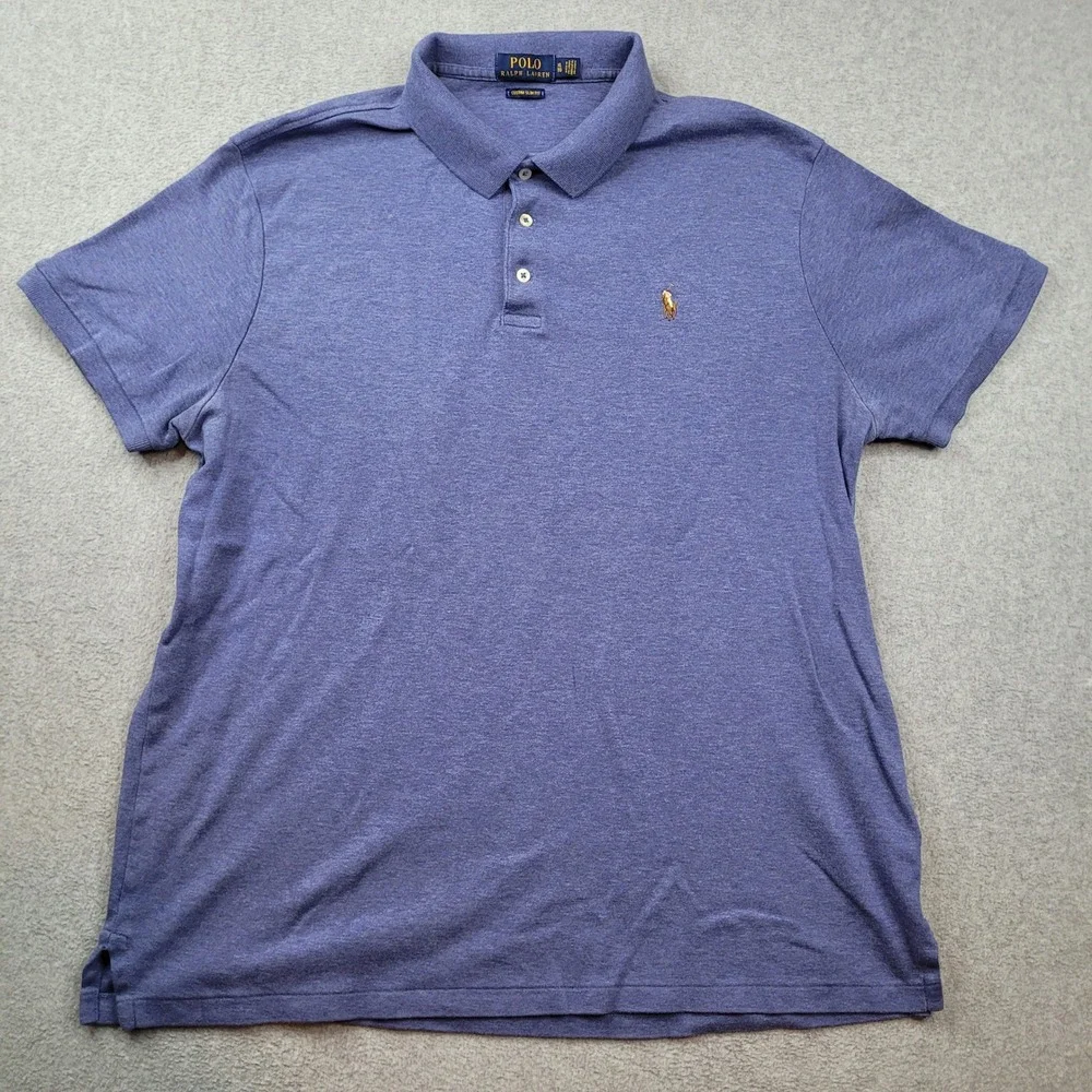 Polo Ralph Lauren Polo Shirt Mens XL Blue Custom Slim Fit Short Sleeve